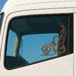 Brown Scania Truck Window Sticker, Logo with Vertical Tribal Graphics