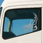 Silver Scania Truck Window Sticker, Logo with Vertical Tribal Graphics