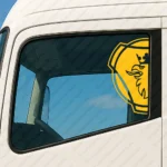 Yellow Scania Truck Window Sticker, Half Badge with Griffin