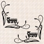 Closeup of Scania Truck Window Sticker, R Series 620 with Corner Flowing Swirl Graphics