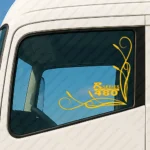 Yellow Scania Truck Window Sticker, R Series 480 with Corner Flourish Graphics