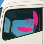 Fuchsia Scania Truck Window Sticker, Minimal Griffin with Big Feathers