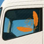 Orange Scania Truck Window Sticker, Minimal Griffin with Big Feathers