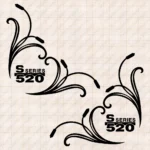 Closeup of Scania Truck Window Sticker S Series 410 with Corner Flourish Graphics