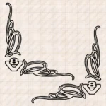 Closeup of Scania Truck Window Sticker, V8 Outline with Corner Flourish Graphics