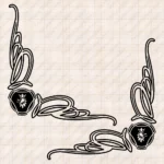 Closeup of Scania Truck Window Sticker, Griffin Badge with Corner Flourish Graphics