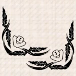 Closeup of Scania Truck Window Sticker, V8 with Corner Flower Graphics