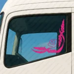 Fuchsia Scania Truck Window Sticker, V8 with Corner Flower Graphics