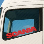Red Scania Truck Window Sticker, Big Text Logo with Streamline