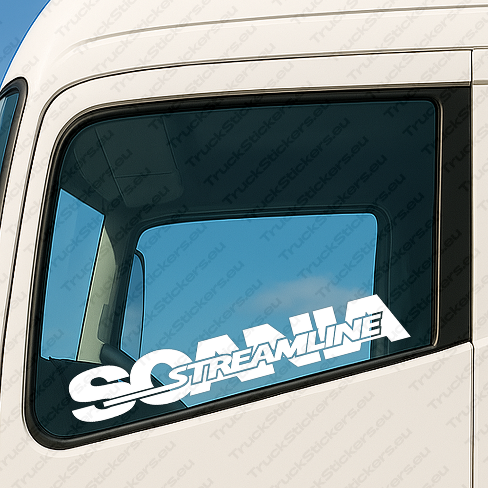 window-sticker-for-trucks-90230-white White Scania Truck Window Sticker, Big Text Logo with Streamline