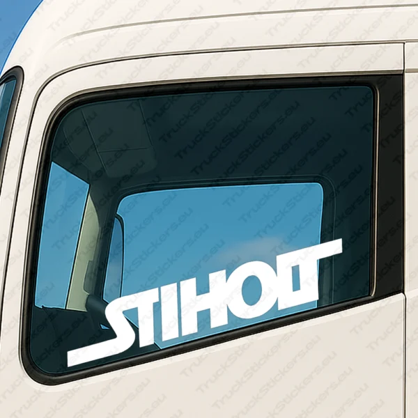 White Scania Truck Window Sticker, Stiholt Logo