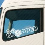 White Scania Truck Window Sticker, Panty Dropper with Logo