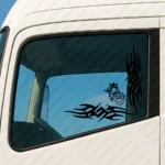 Black Scania Truck Window Sticker, V8 with Classic Griffin and Dynamic Wave Graphics