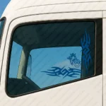 Blue Scania Truck Window Sticker, V8 with Classic Griffin and Dynamic Wave Graphics
