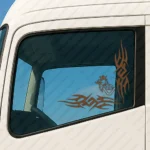 Brown Scania Truck Window Sticker, V8 with Classic Griffin and Dynamic Wave Graphics