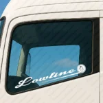 White Scania Truck Window Sticker, Lowline with Griffin in Circle