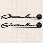 Closeup of Scania Truck Window Sticker, Streamline with V8 in Circle