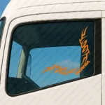 Orange Scania Truck Window Sticker, Text Logo with Dynamic Wave Graphics