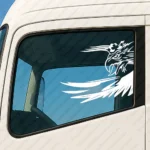 White Scania Truck Window Sticker, Griffin with Big Wings