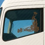 Brown Flowers Truck Window Sticker, Version 2