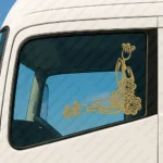Gold Flowers Truck Window Sticker, Version 2
