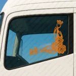 Orange Flowers Truck Window Sticker, Version 2
