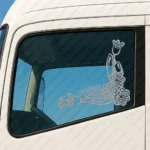 Silver Flowers Truck Window Sticker, Version 2