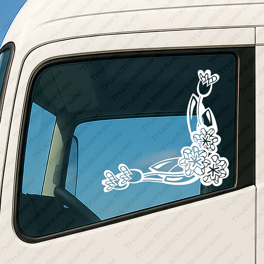 window-sticker-for-trucks-90398-white White Flowers Truck Window Sticker, Version 2