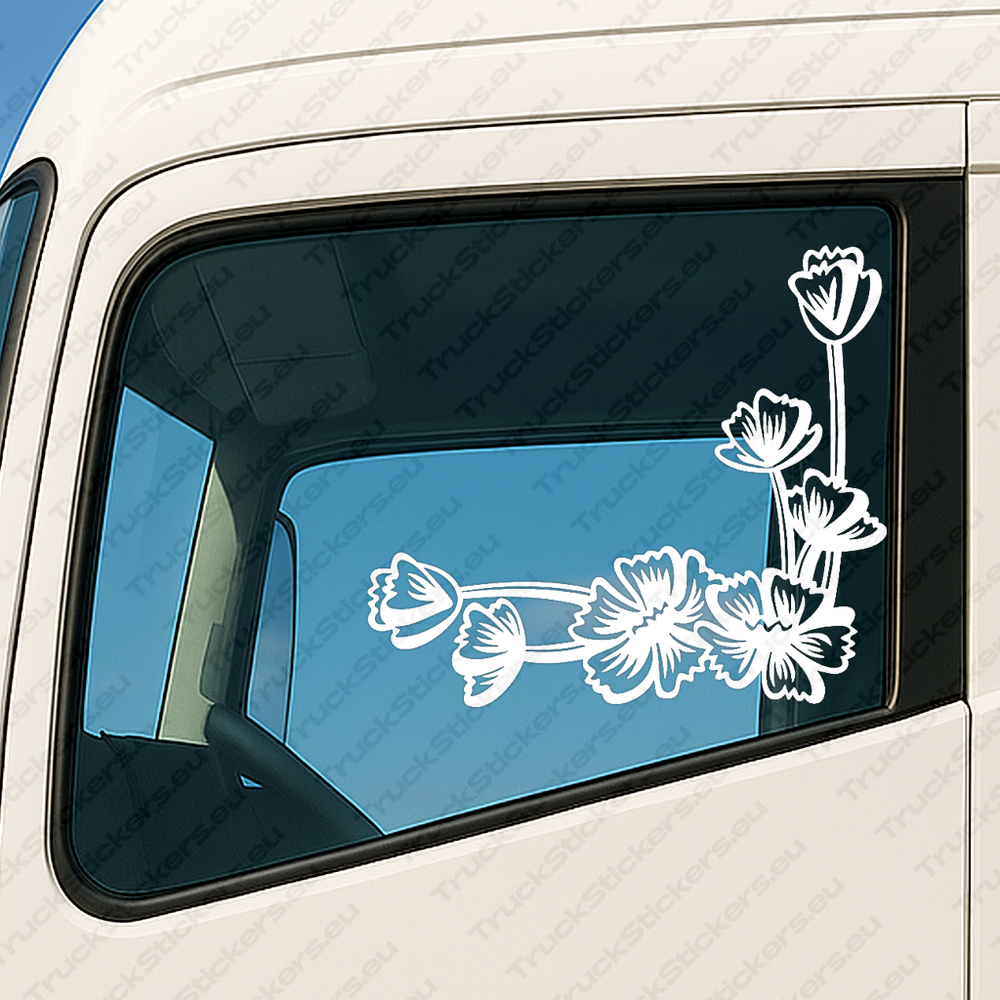 window-sticker-for-trucks-90400-white White Flowers Truck Window Sticker, Version 4
