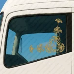 Gold Flowers Truck Window Sticker, Version 5