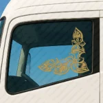 Gold Flowers Truck Window Sticker, Version 6