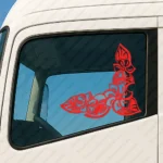 Red Flowers Truck Window Sticker, Version 6