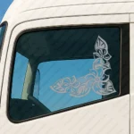 Silver Flowers Truck Window Sticker, Version 6