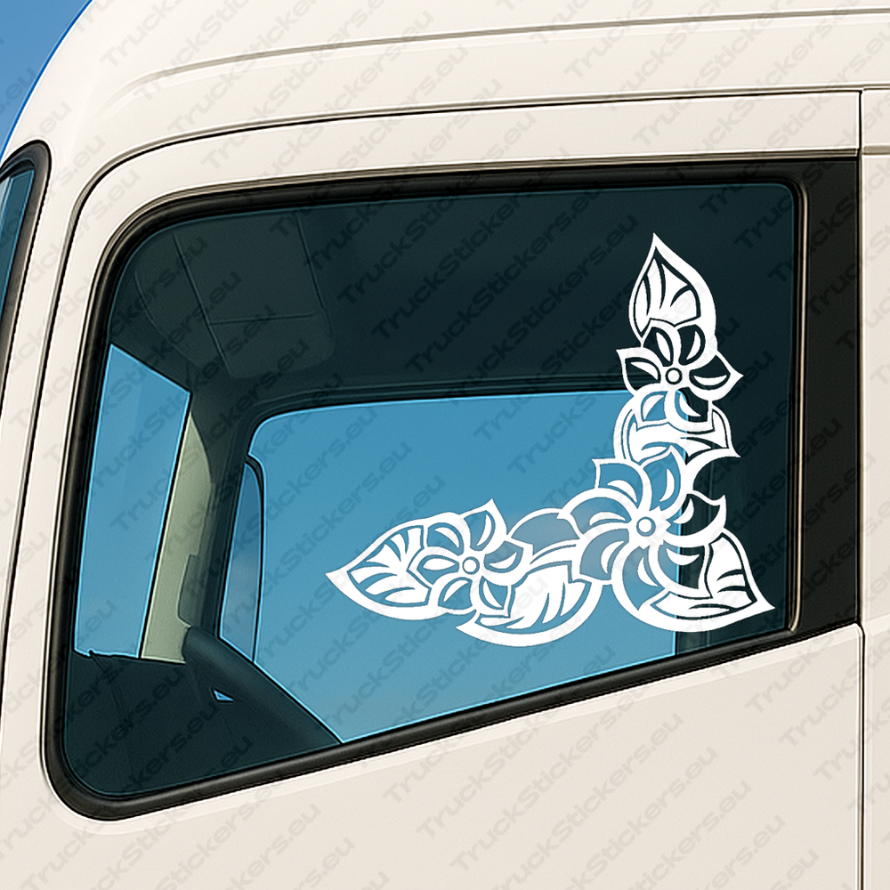 window-sticker-for-trucks-90403-white White Flowers Truck Window Sticker, Version 6