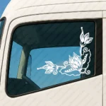 White Flowers Truck Window Sticker, Version 7