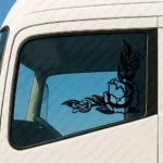 Black Flowers Truck Window Sticker, Version 8