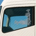 Silver Flowers Truck Window Sticker, Version