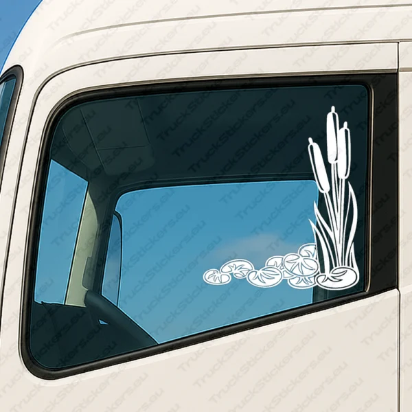 White Flowers Truck Window Sticker, Version 11