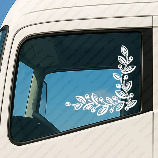 White Flowers Truck Window Sticker, Version 12