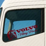 Burgundy Volvo Truck Window Sticker, Viking Power with Bold Text Logo and Viking Head Version 1