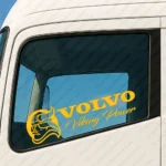 Yellow Volvo Truck Window Sticker, Viking Power with Bold Text Logo and Viking Head Version 1