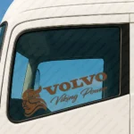 Brown Volvo Truck Window Sticker, Viking Power with Bold Text Logo and Viking Head Version 2