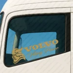 Gold Volvo Truck Window Sticker, Viking Power with Bold Text Logo and Viking Head Version 2