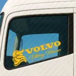 Yellow Volvo Truck Window Sticker, Viking Power with Bold Text Logo and Viking Head Version 2