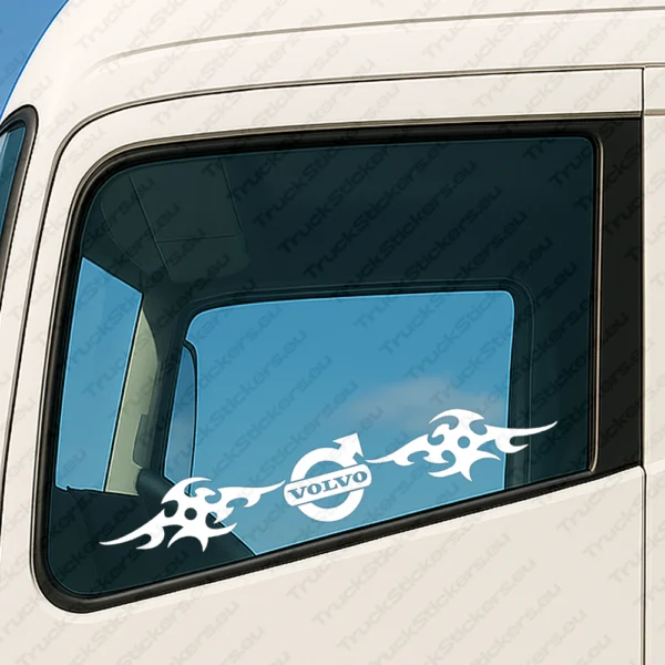 White Volvo Truck Window Sticker, Big Classic Logo with Dynamic Wave Graphics