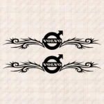 Closeup of Volvo Truck Window Sticker, Bold Classic Logo with Dynamic Wave Graphics