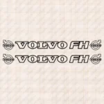 Closeup of Volvo Truck Window Sticker, FH Outline with Text and Classic Logos