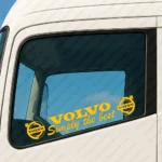 Yellow Volvo Truck Window Sticker, Simply the Best with Text and Classic Logos
