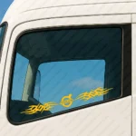 Yellow Volvo Truck Window Sticker, Classic Logo with Dynamic Wave Graphics