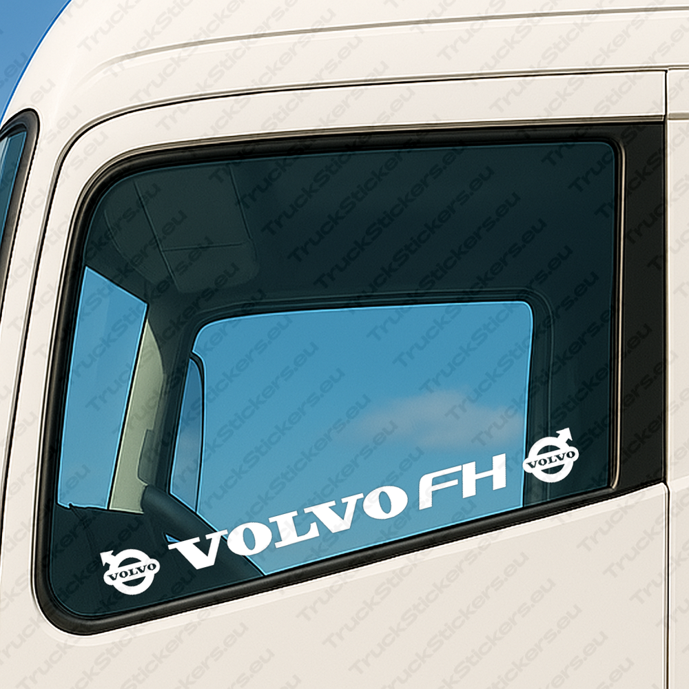 window-sticker-for-trucks-90447-white White Volvo Truck Window Sticker, FH with Text and Classic Logos